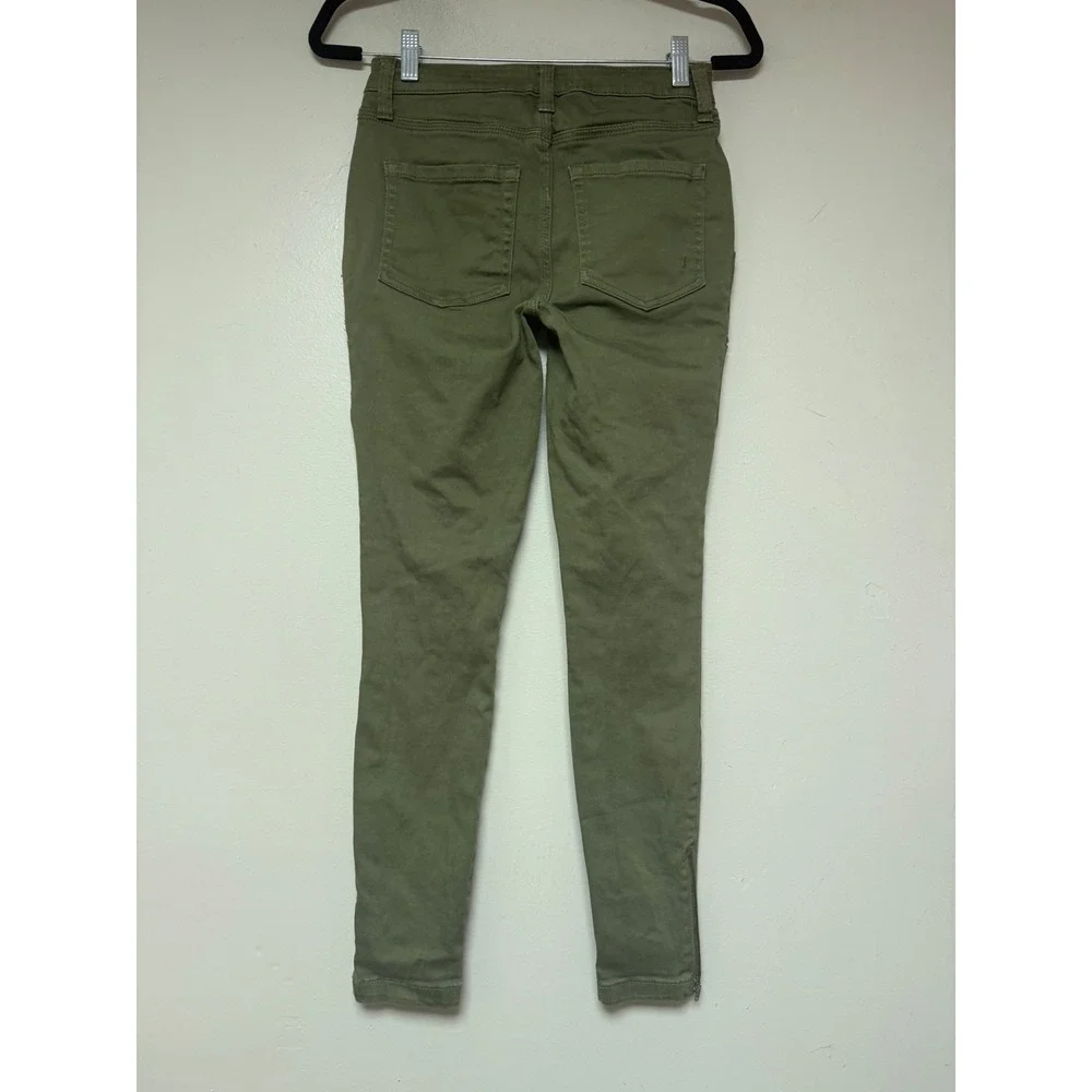 Joie Cargo Pants Women 2/26 Olive‎ Green Excellent Zip Pocket Skinny Utility